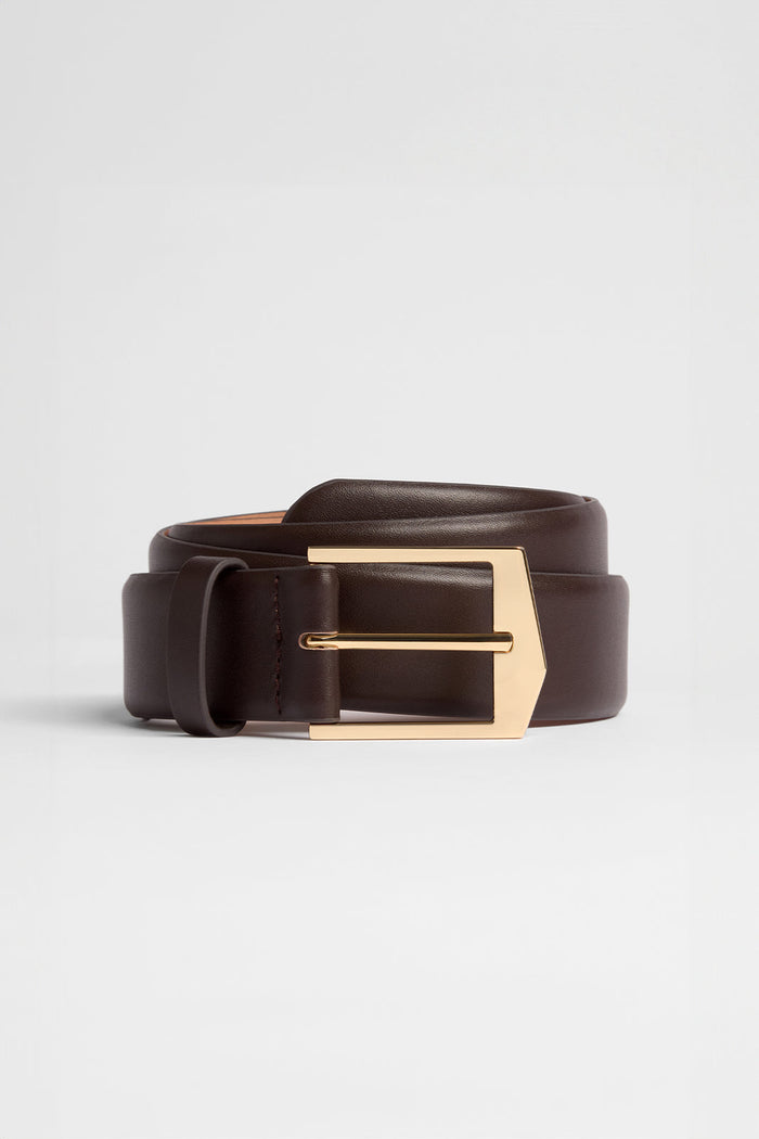 Elka - Leather Belt Chocolate & Gold