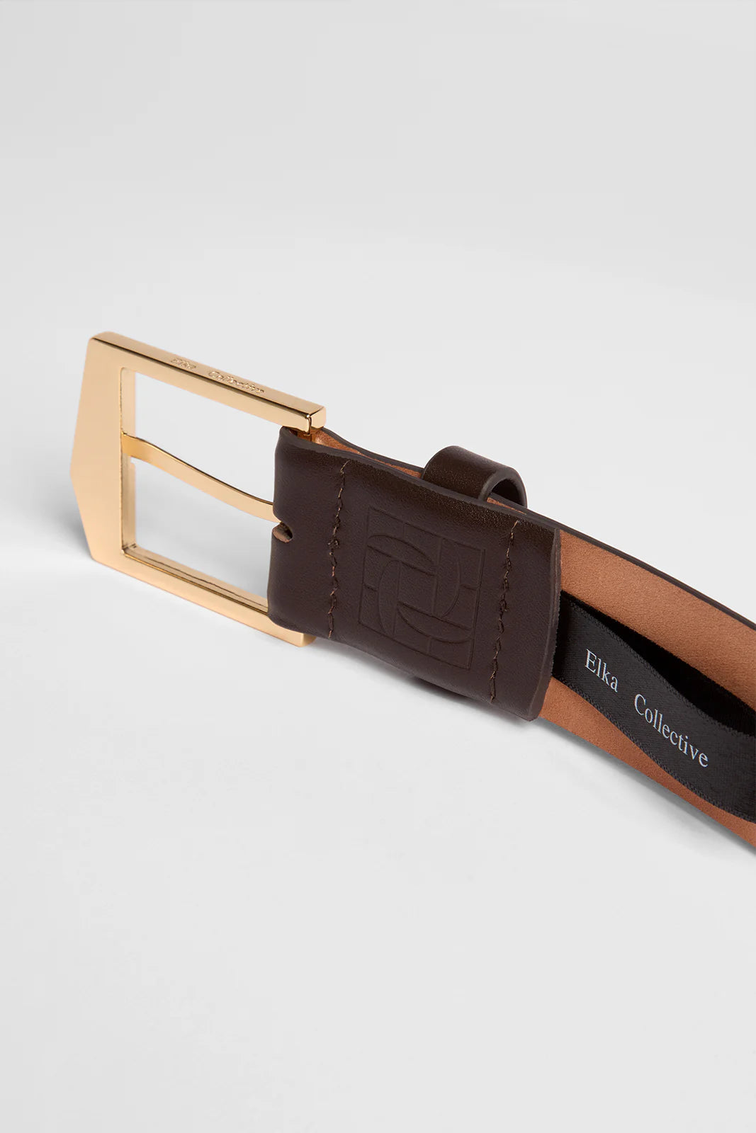 Elka - Leather Belt Chocolate & Gold