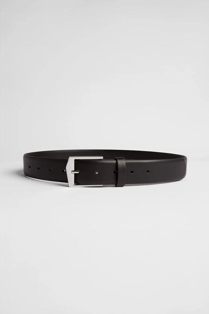 Elka - Leather Belt Black/Silver
