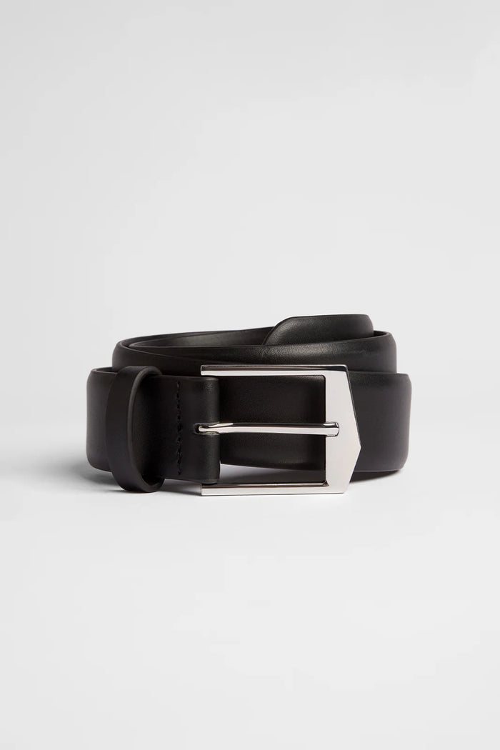 Elka - Leather Belt Black/Silver