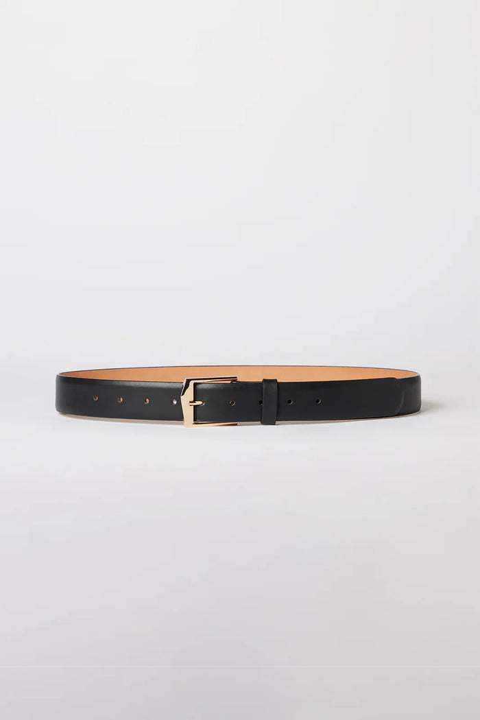 Elka - Leather Belt Black/Gold