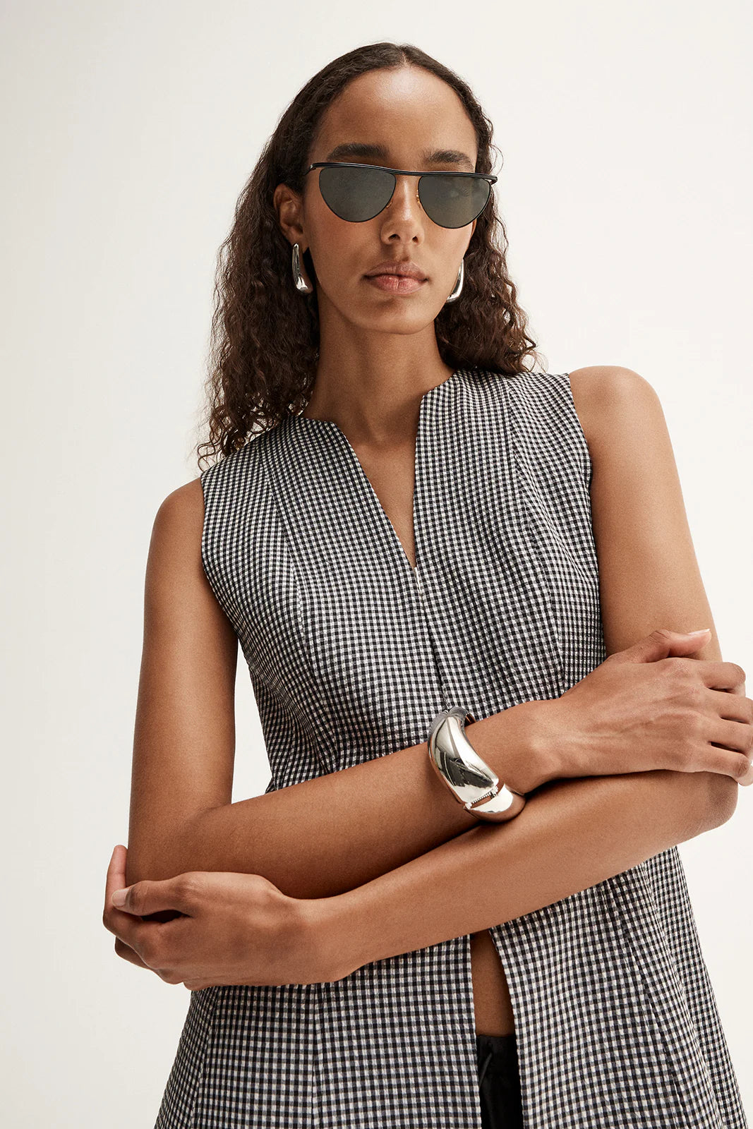 Elka - Tessa Vest in Black & White Gingham