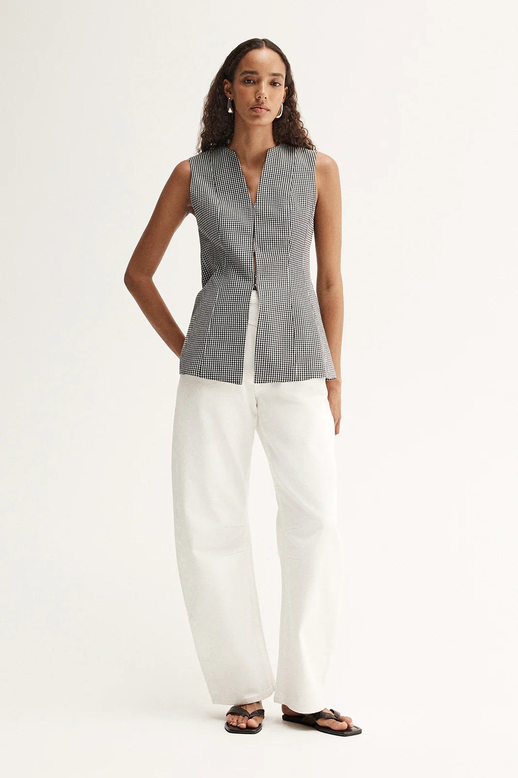 Elka - Tessa Vest in Black & White Gingham