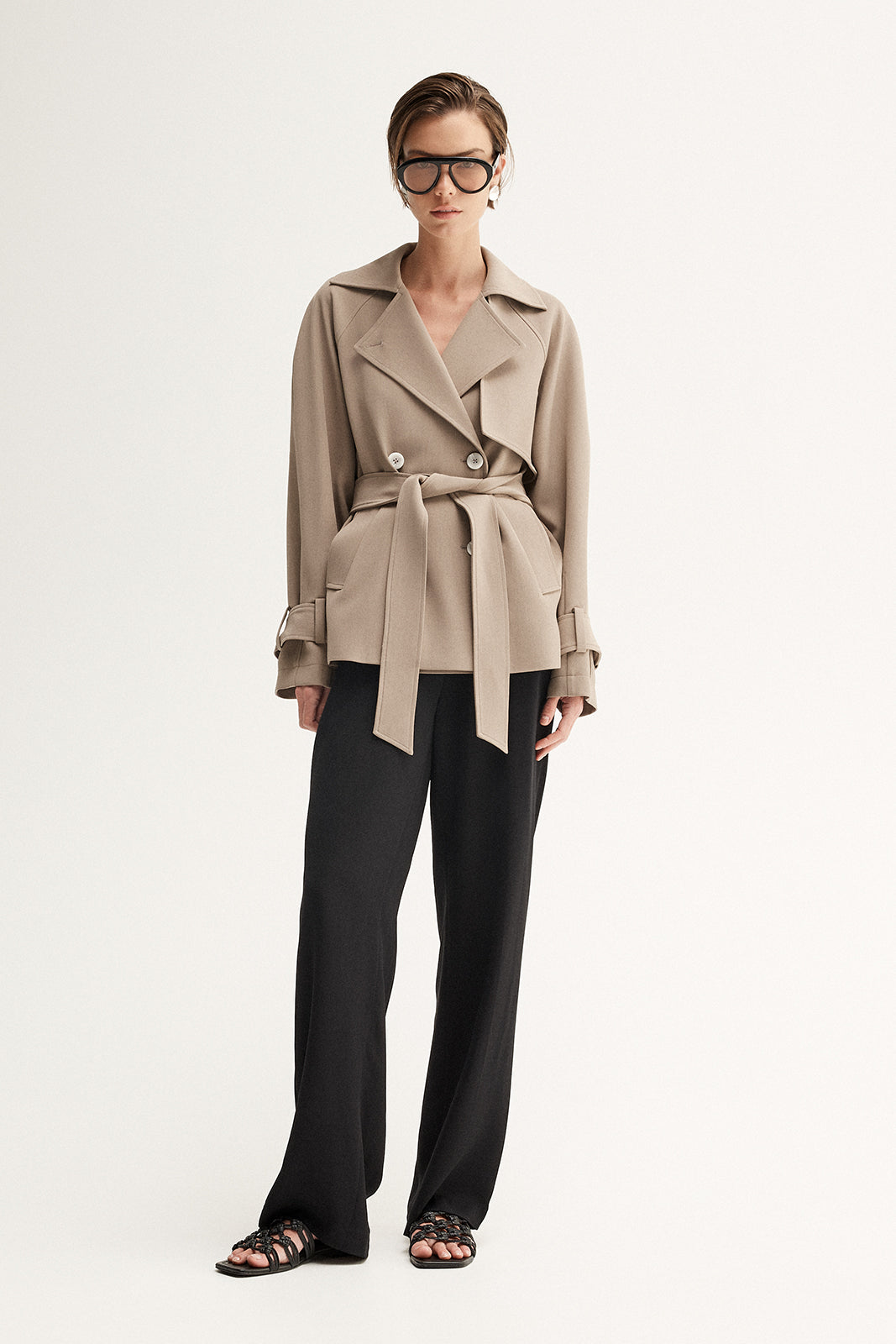 Elka - Selena Cropped Trench Coat - Taupe