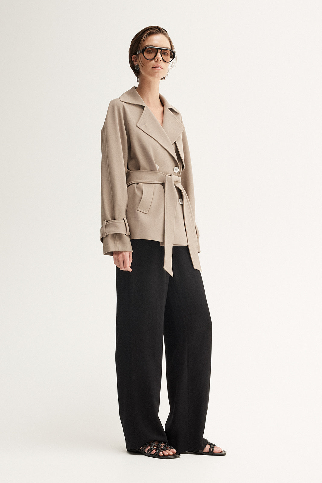 Elka - Selena Cropped Trench Coat - Taupe