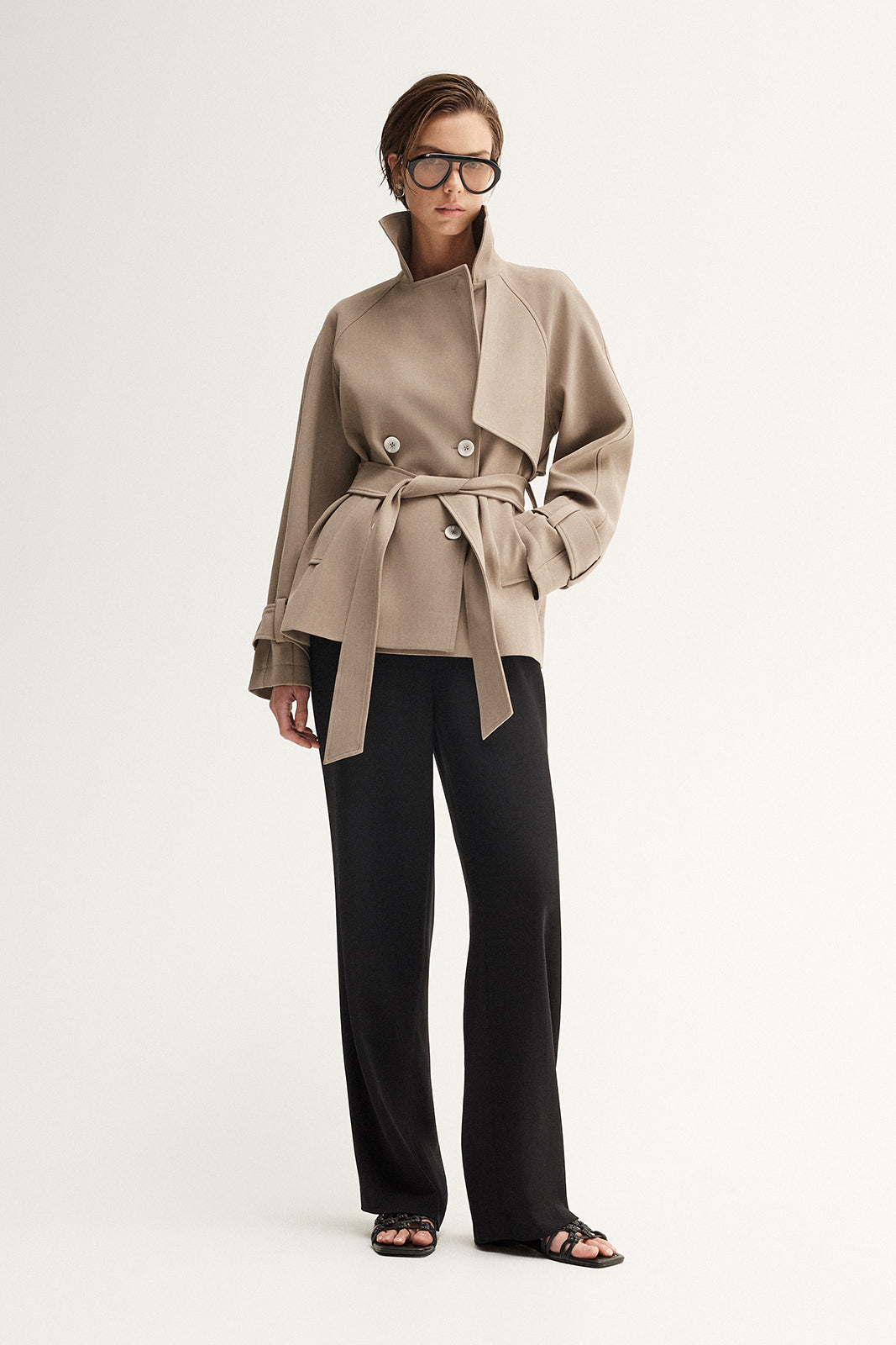 Elka - Selena Cropped Trench Coat - Taupe