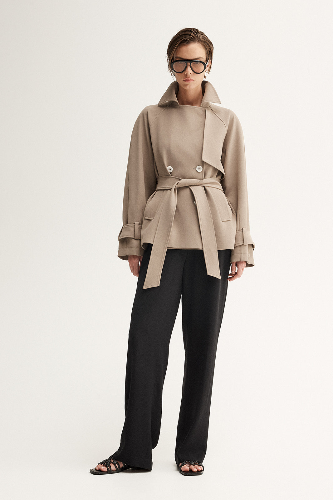 Elka - Selena Cropped Trench Coat - Taupe