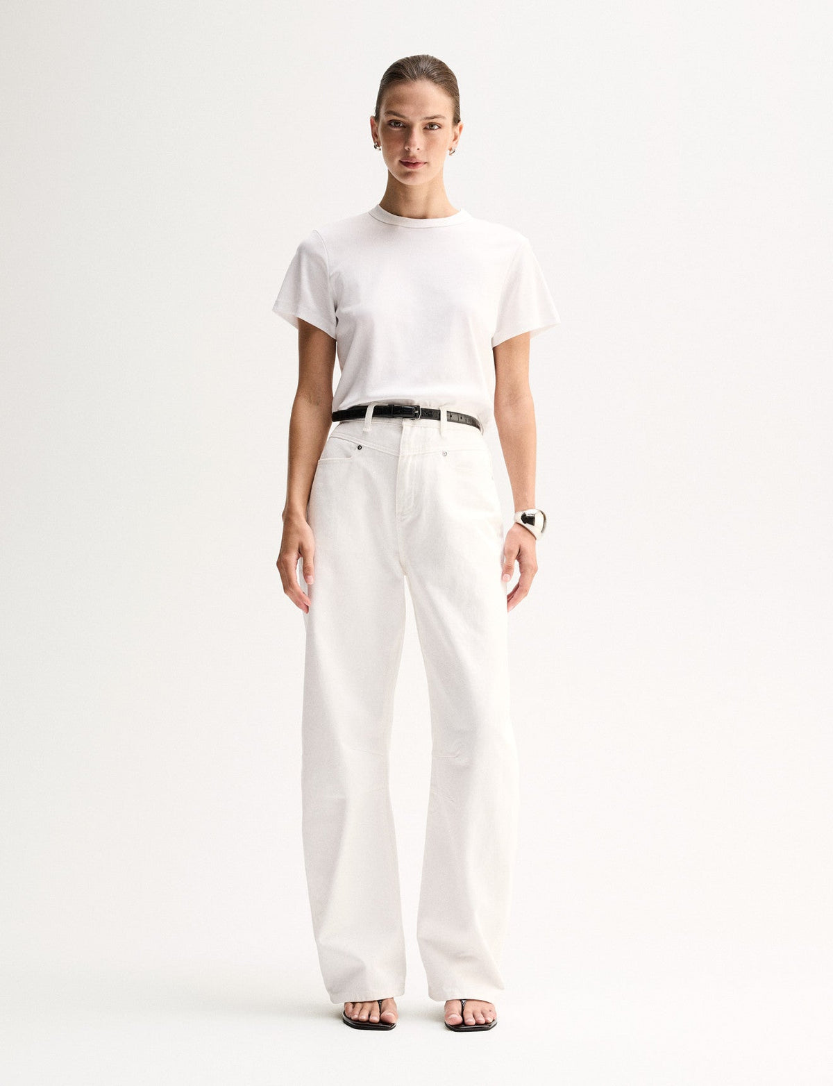 Elka Collective Zoe Tee in white - organic cotton boxy crew neck tee