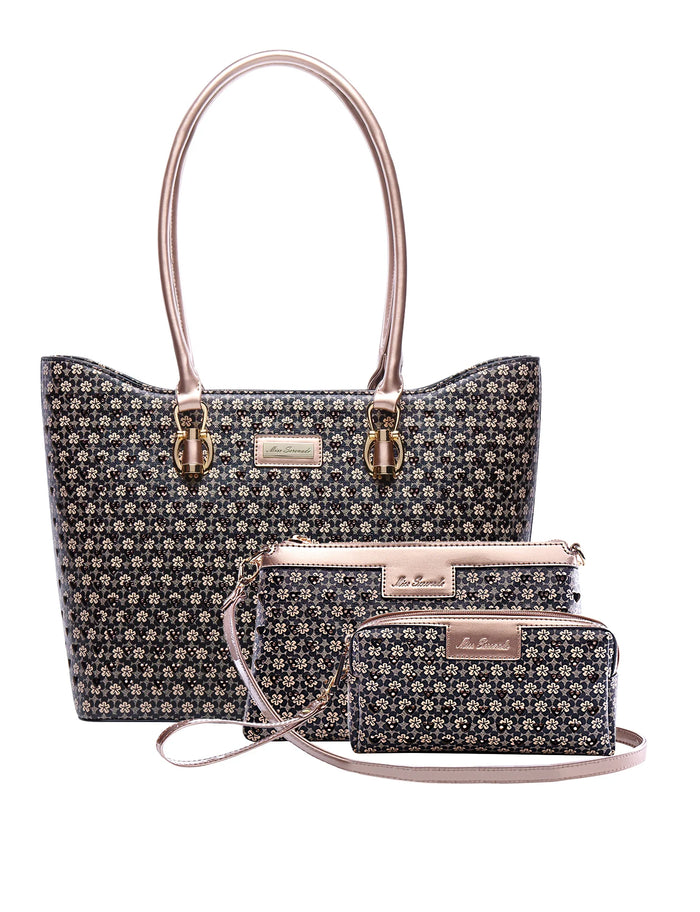 Darcy Saffiano Vegan Leather 3 Piece Set - Black