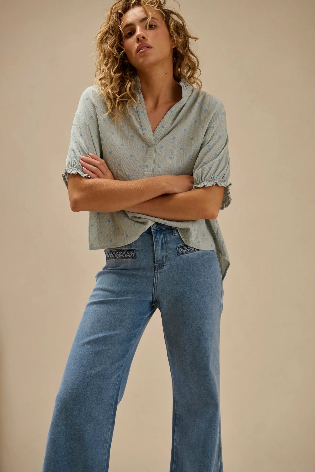 Kireina - Freya Jean  Plait Pocket - 70s Blue