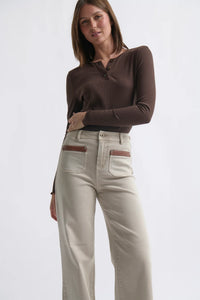Kireina - Harper Jean in Sand with Leather Pocket