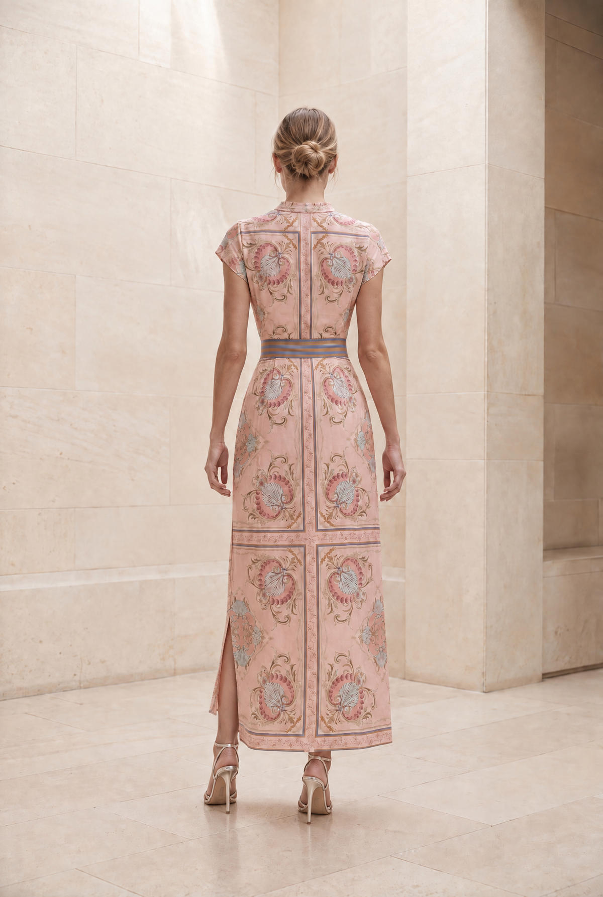 Lola Kate Cap Maxi Dress in Neptune Pink, back
