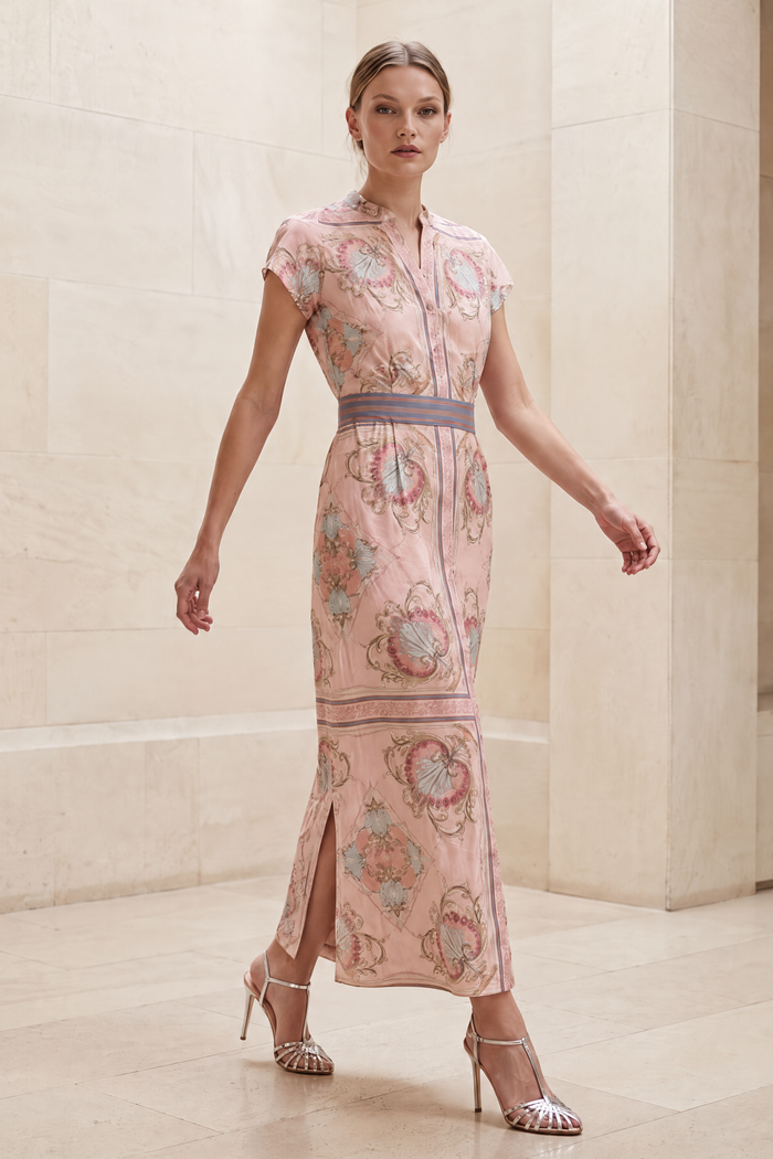 Lola Kate Cap Maxi Dress in Neptune Pink, front