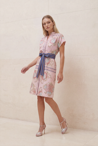 Lola Kate Cap Midi Dress in Neptune Pink, side view