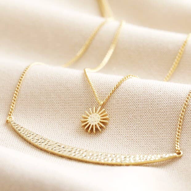 Sun and Moon Layered Necklace in Gold