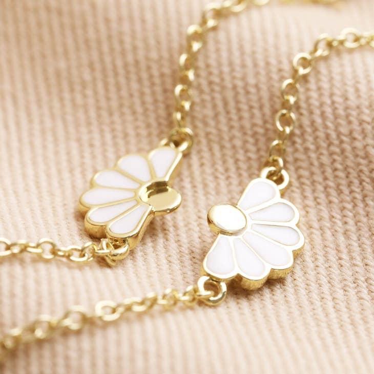 Mother & Child Set of 2 Flower Bracelets in Gold