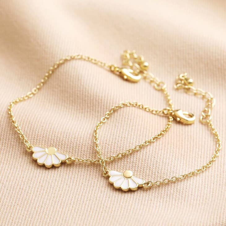 Mother & Child Set of 2 Flower Bracelets in Gold