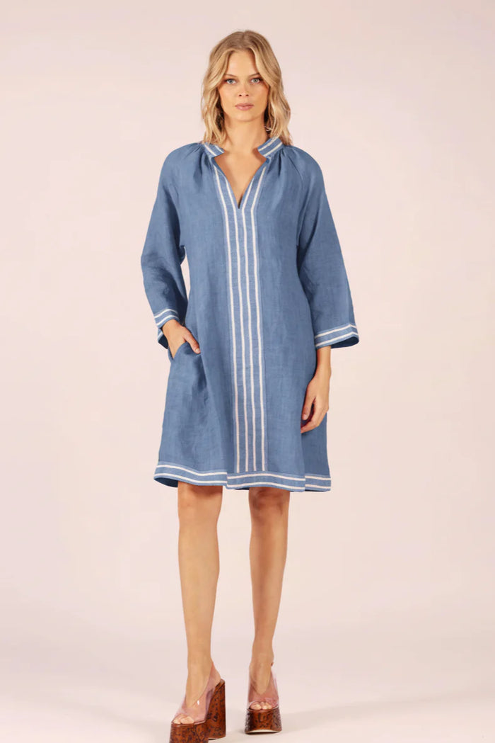 Lola - Allegra Cornflower Linen Midi