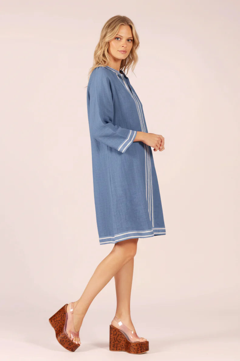 Lola - Allegra Cornflower Linen Midi