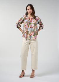 Loobies Story Jaffna Blouse in Bone Multi - side