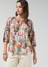 Loobies Story Jaffna Blouse in Bone Multi - detail