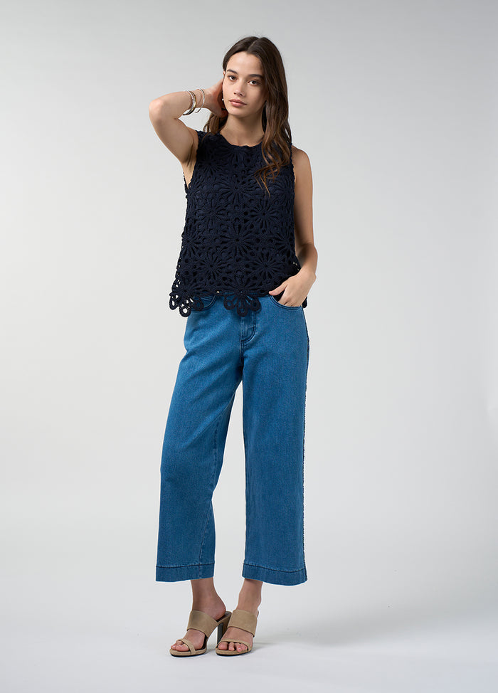 Loobies Story Meera Top in Indigo - front