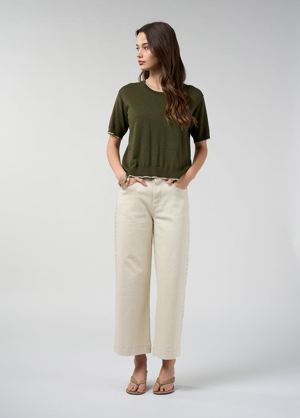 Loobies Story Galle Pant in Ecru - styled front