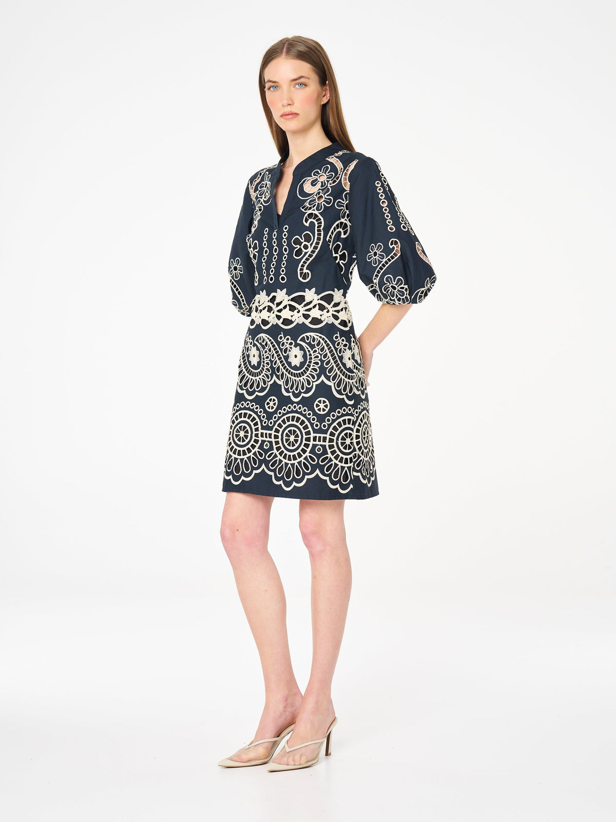 Moss & Spy Lucy Shift in Ink Ivory, side