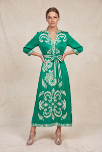 Lola Mary Silky Maxi Dress in Jewel Emerald