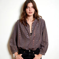 Ines 'Love Heart' Blouse - Charcoal
