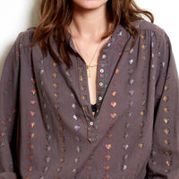 Ines 'Love Heart' Blouse - Charcoal