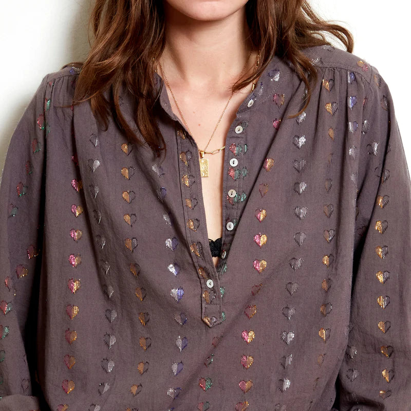Ines 'Love Heart' Blouse - Charcoal
