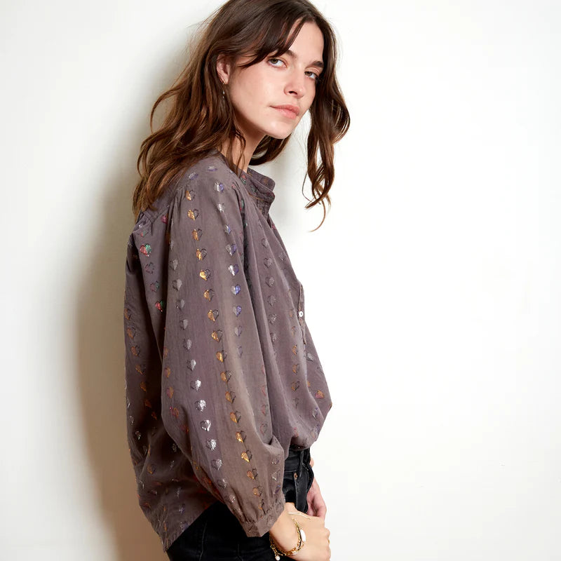 Ines 'Love Heart' Blouse - Charcoal