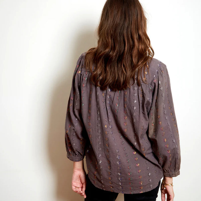 Ines 'Love Heart' Blouse - Charcoal