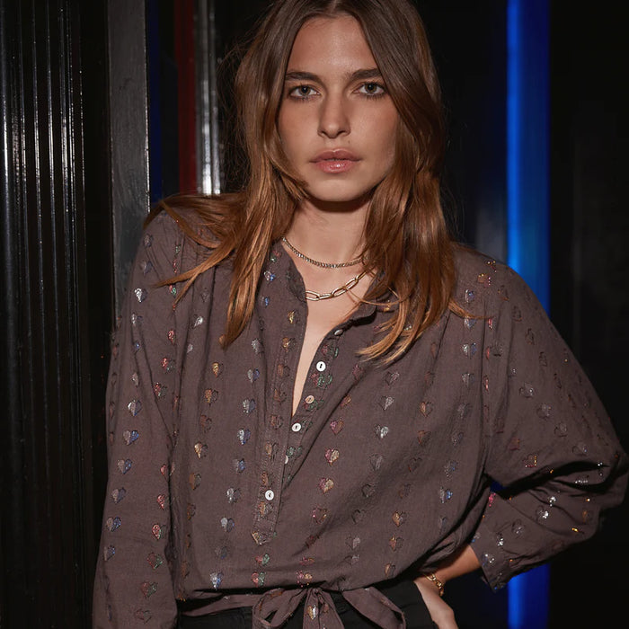 Ines 'Love Heart' Blouse - Charcoal