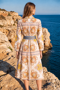 Lola Morocco Midi Dress in Neptune White, back