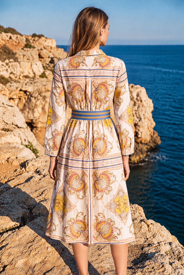Lola Morocco Midi Dress in Neptune White, back