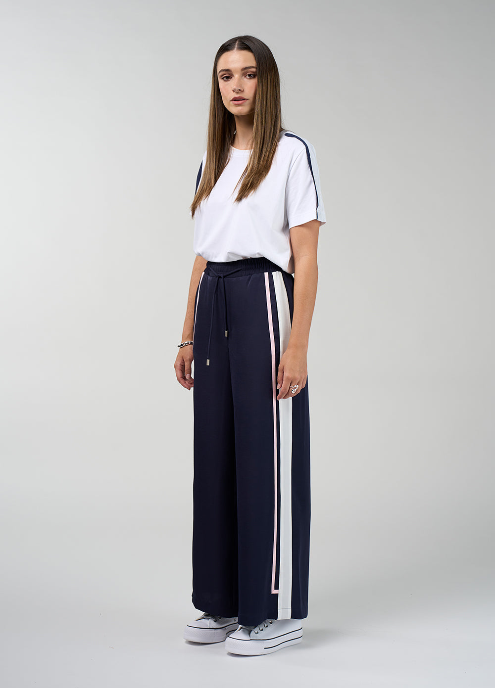 Madly Sweetly Contour Pant in Navy and White - side