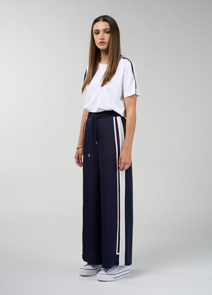 Madly Sweetly Contour Pant in Navy and White - side