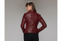 Magalie Leather Jacket - Deep Red