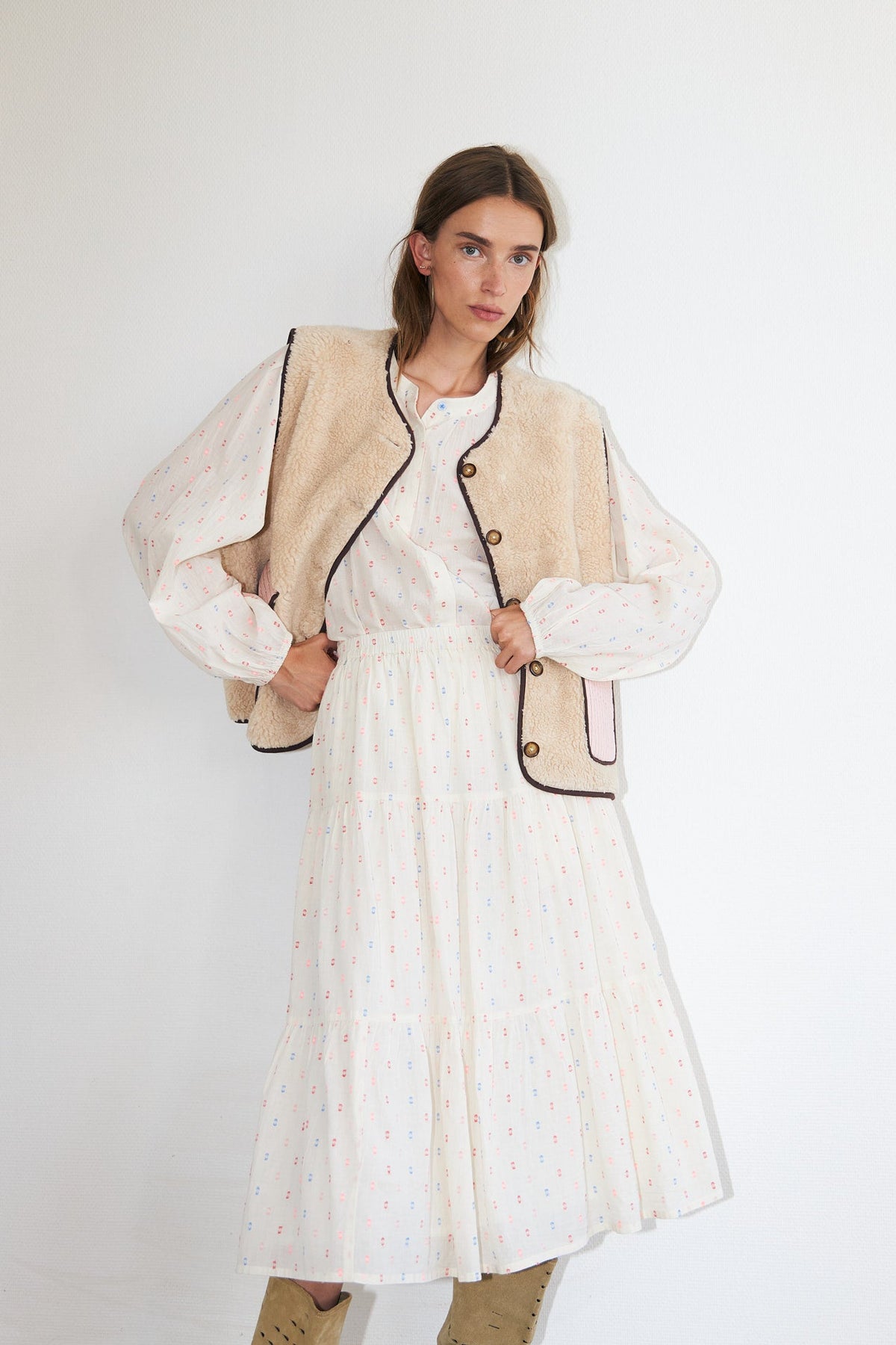 Lollys Laundry Morning Midi Skirt in Creme