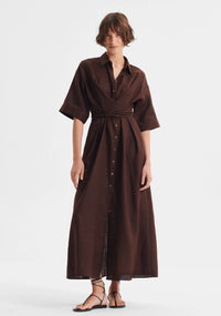 Morrison - Harriet Linen Dress - Chocolate