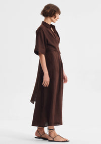 Morrison - Harriet Linen Dress - Chocolate