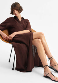 Morrison - Harriet Linen Dress - Chocolate