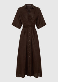 Morrison - Harriet Linen Dress - Chocolate