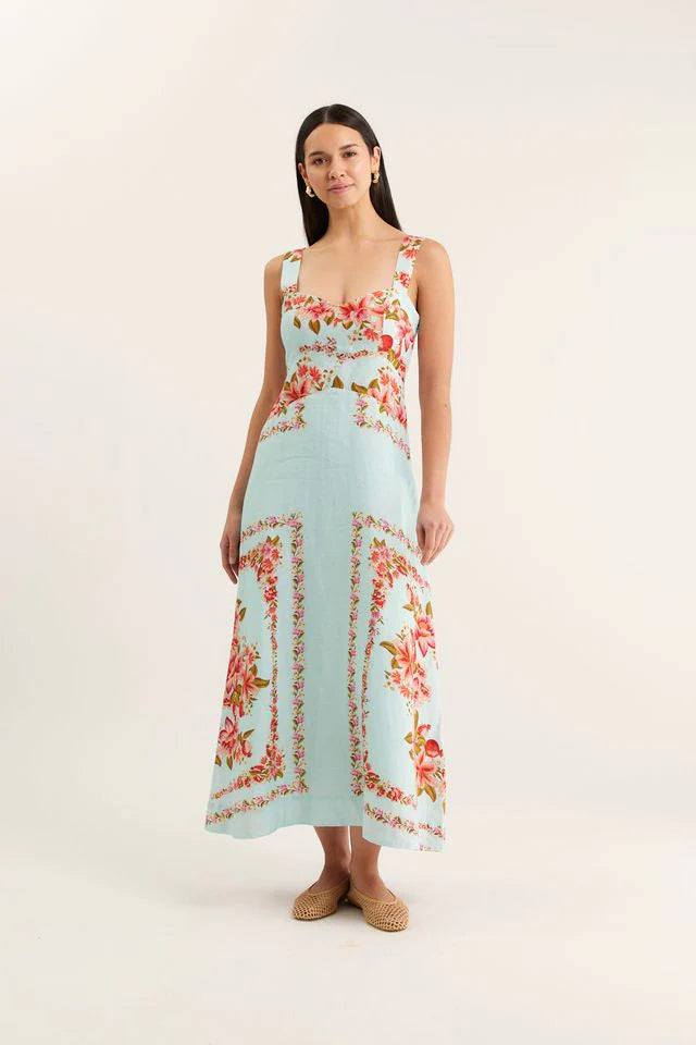 Alessandra - Simmie Linen Dress in Portofino