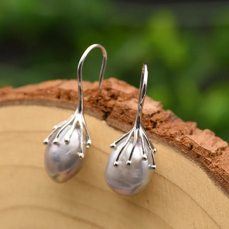 Pearl & Silver Hook Earring