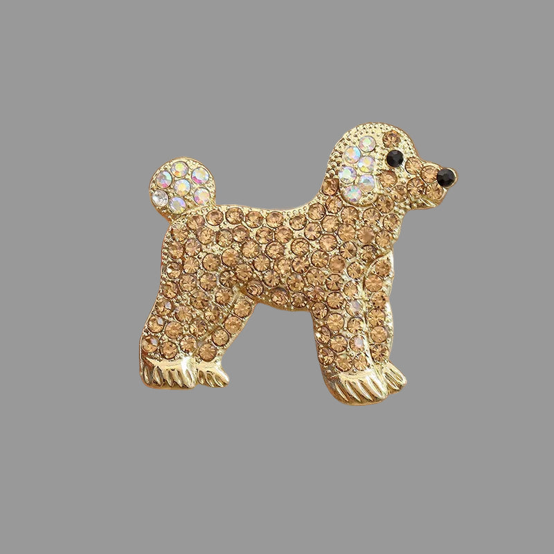 Champagne Diamante Dog Brooch