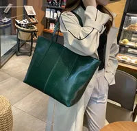 Large Leather Commuter Tote Bag
