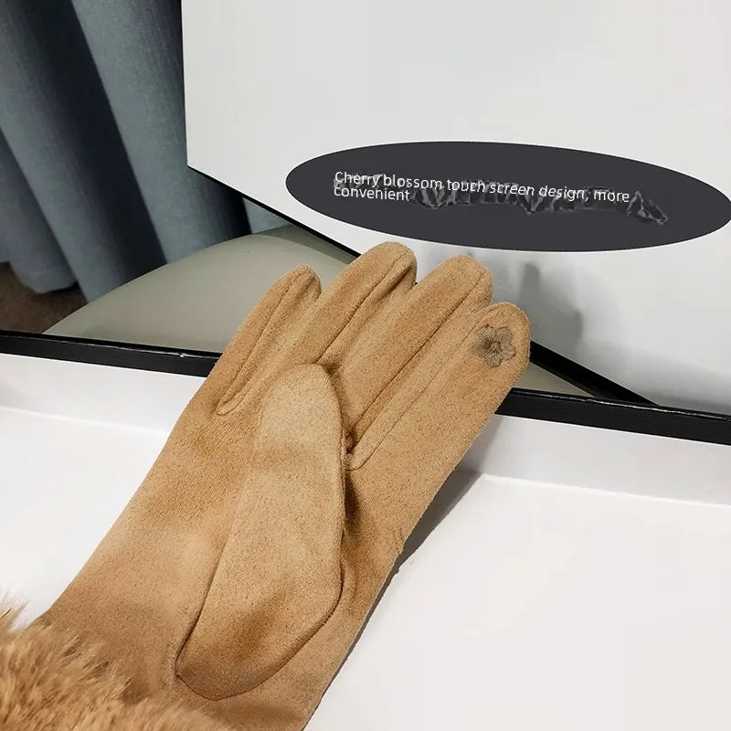 Red Wind Faux Suede Gloves